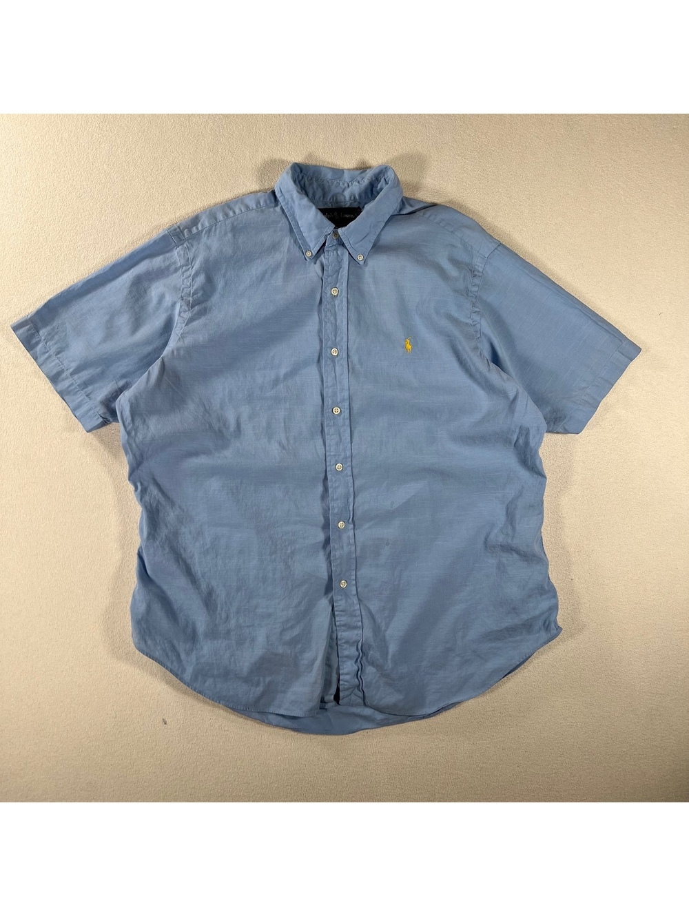 Ralph Lauren pony blue short sleeve button up XL